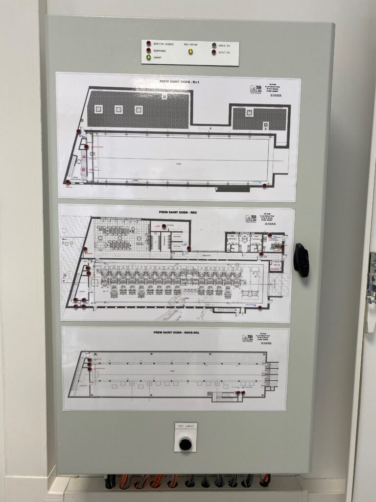 Armoire électrique pour report de positions de clapets coupe feu suivant leur emplacement et leur zone locaux RTE